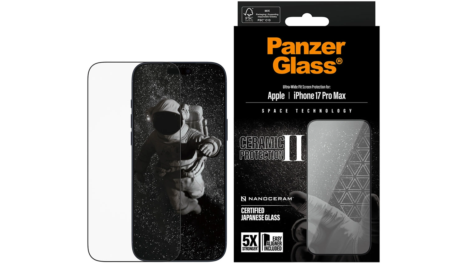 Ochrann&eacute; tvrden&eacute; sklo PanzerGlass Ceramic II UWF pro iPhone 17 Pro Max