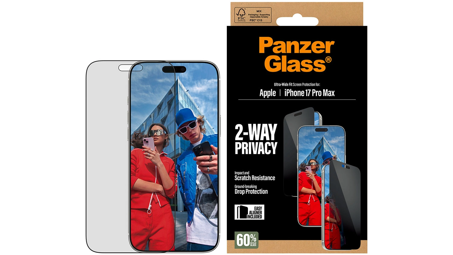 Ochranné tvrdené sklo PanzerGlass UWF 2-Way Privacy 17 Pro Max