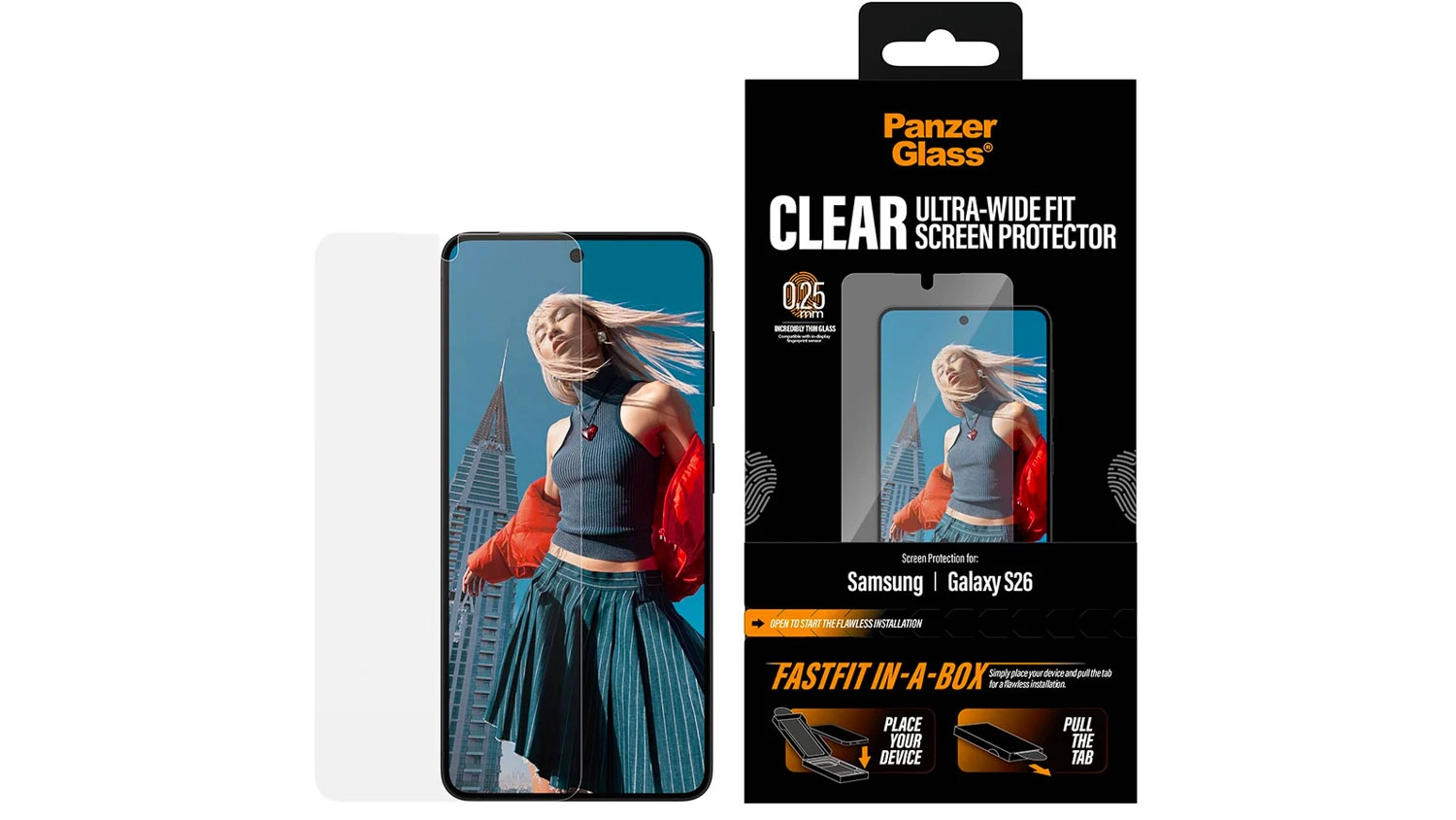 Ochranné tvrdené sklo PanzerGlass UWF s FASTFIT IN-A-BOX pro Samsung Galaxy S26