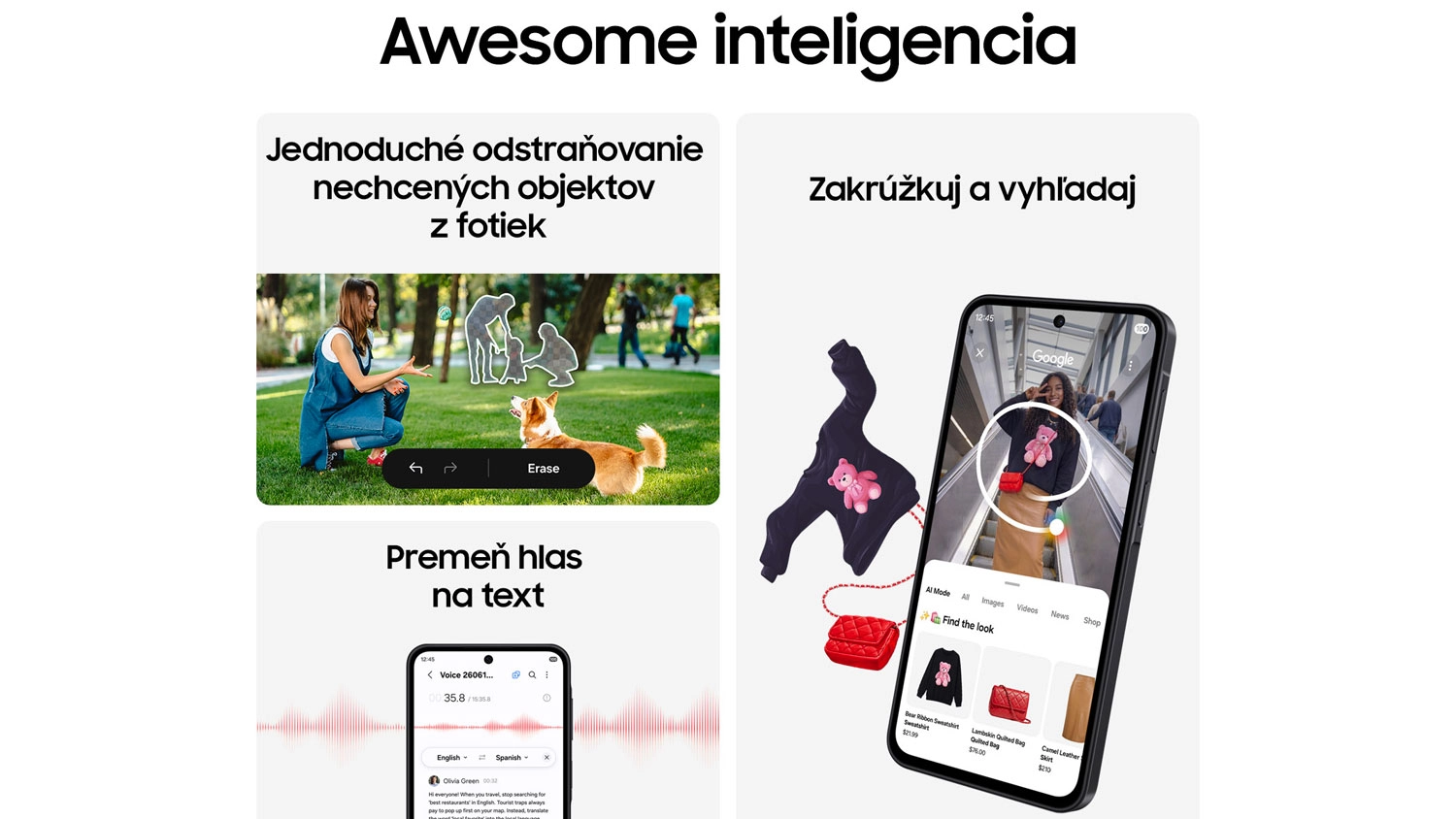 Fotky a text k funkcii Awesome Intelligence