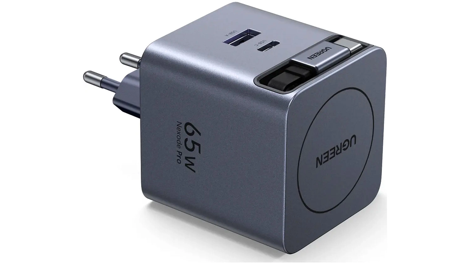 Nabíječka do sítě Ugreen 45 W GaN USB-C / USB-A se zatahovacím kabelem