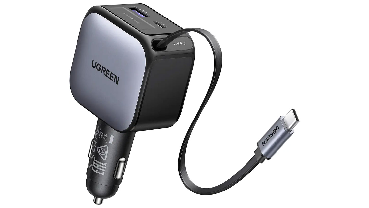 Nab&iacute;ječka do auta Ugreen 90W USB-C/USB-A + kabel