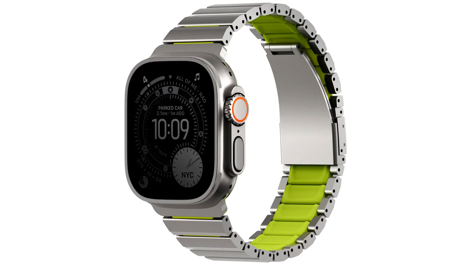 Řemínek na hodinky UNIQ Strova Flex Apple Watch 44 – 49 mm Silver/green