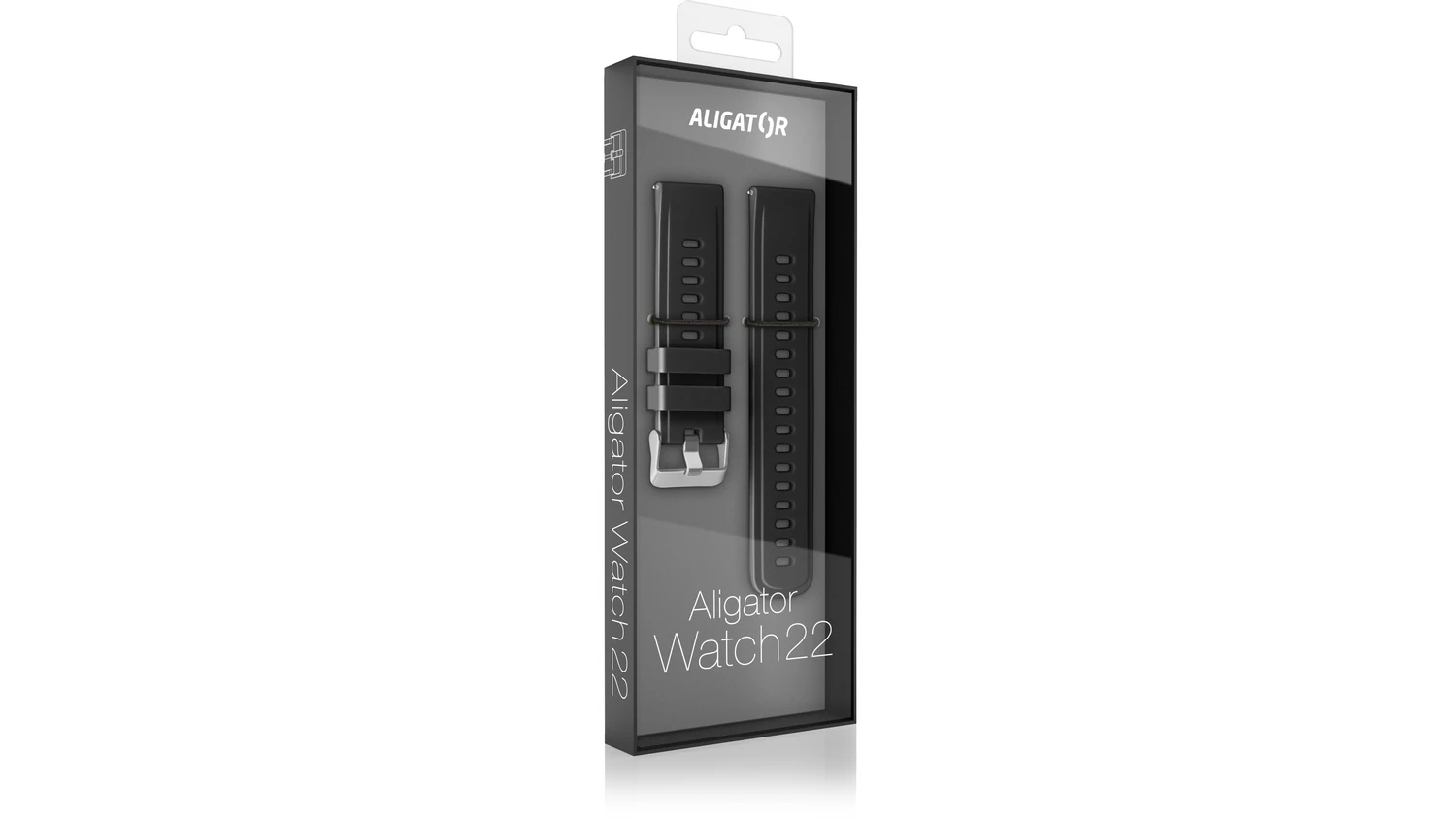 Krabice řem&iacute;nku k chytr&yacute;m hodink&aacute;m Aligator Silicone 22mm Black