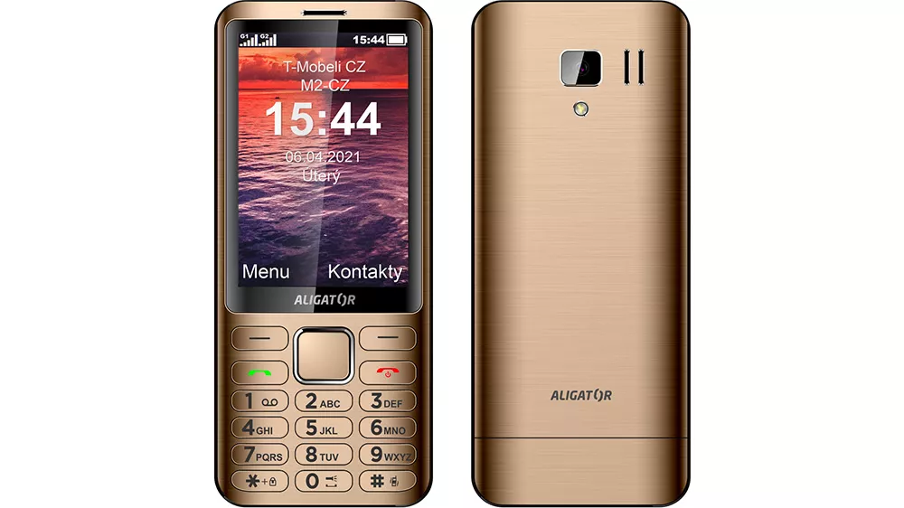 Tlačítkový telefon Aligator D950 Dual SIM zlatý_01
