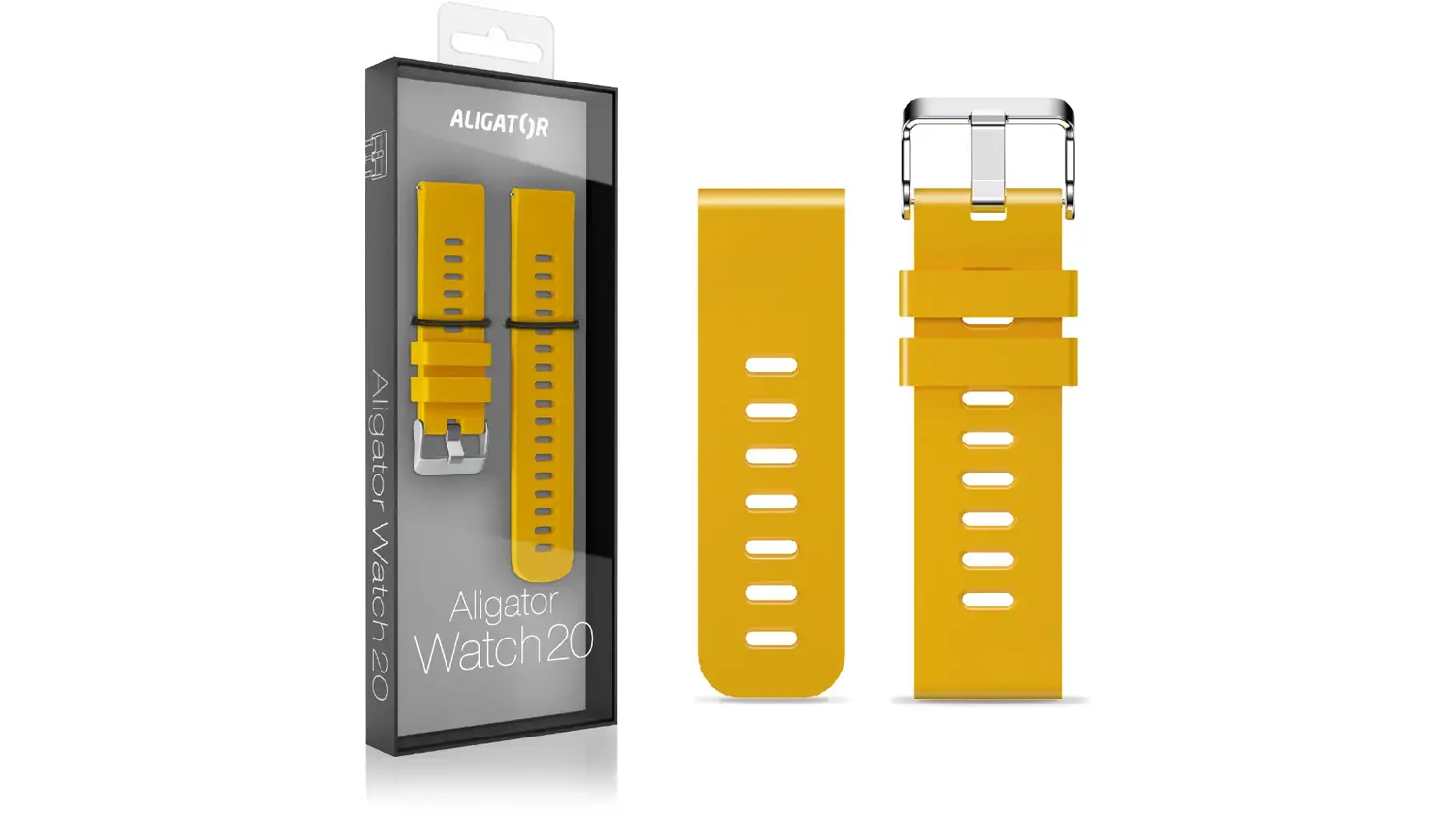 Hořčicově žlutý silikonový řemínek ALIGATOR 22 mm včetně balení