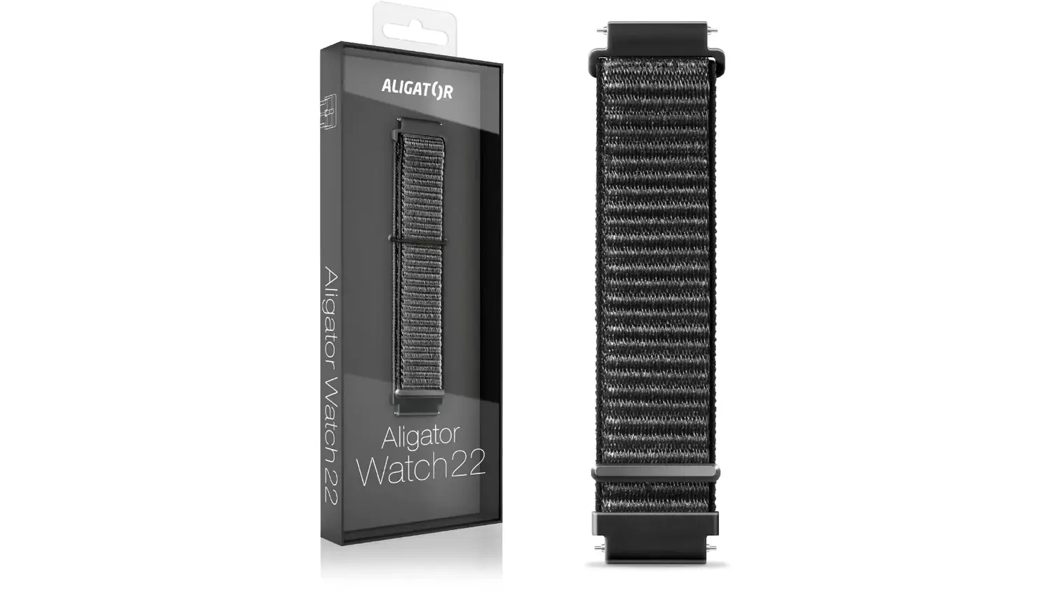 Náhradní řemínek ALIGATOR nylonový 20 mm černý včetně balení