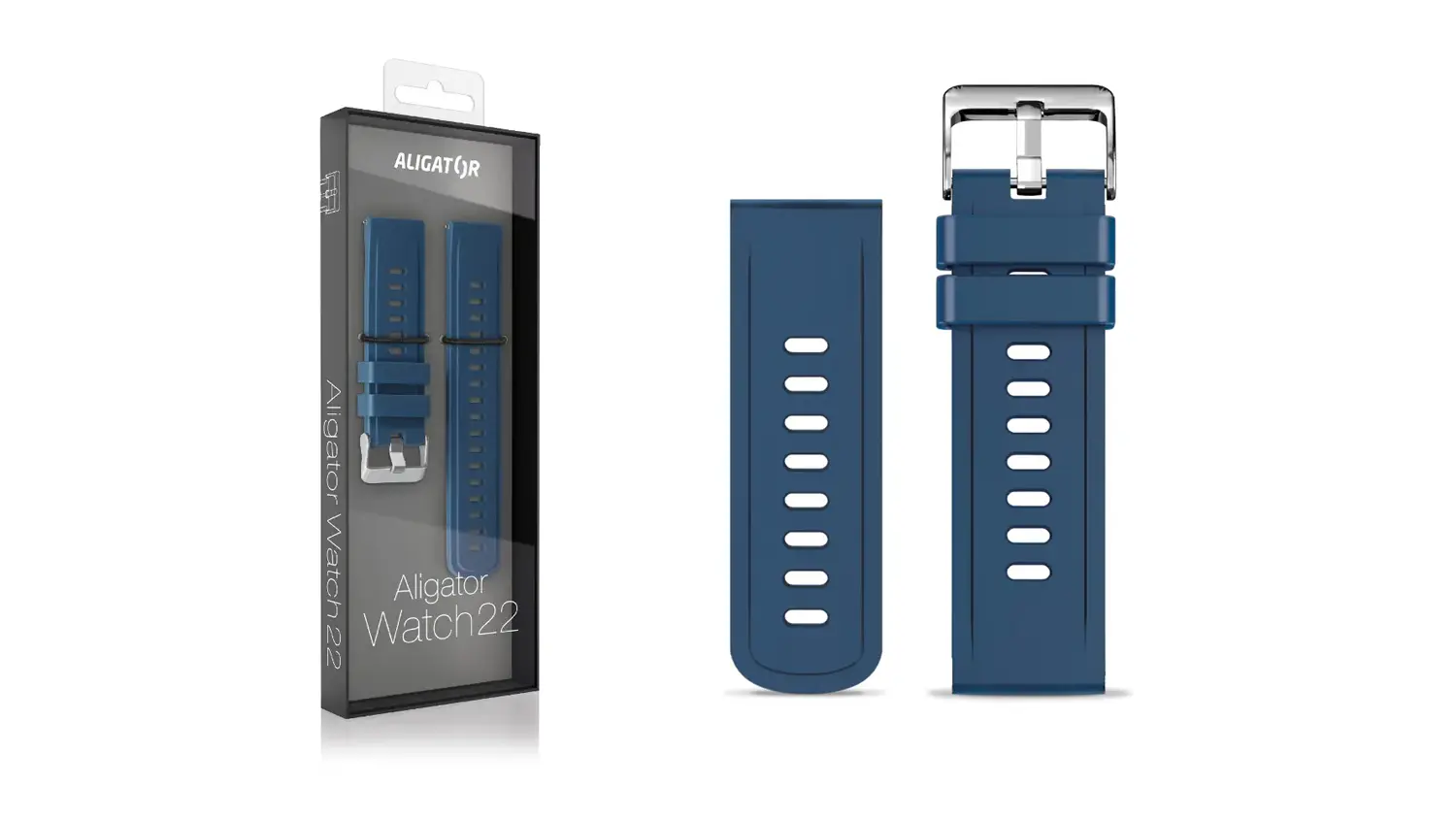Modrý silikonový řemínek ALIGATOR 22 mm včetně balení