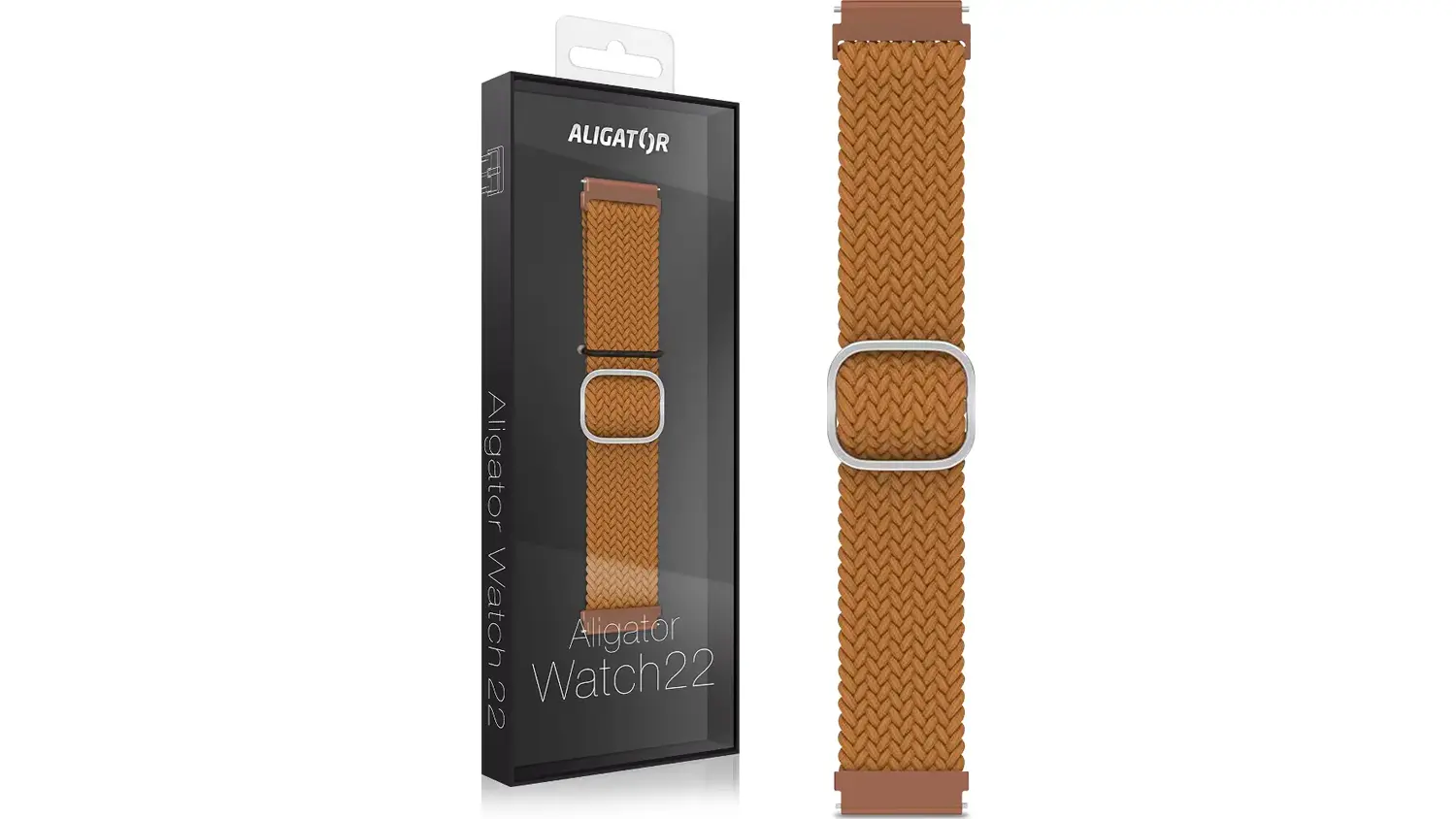 Hnědý textilní řemínek ALIGATOR 22 mm včetně balení