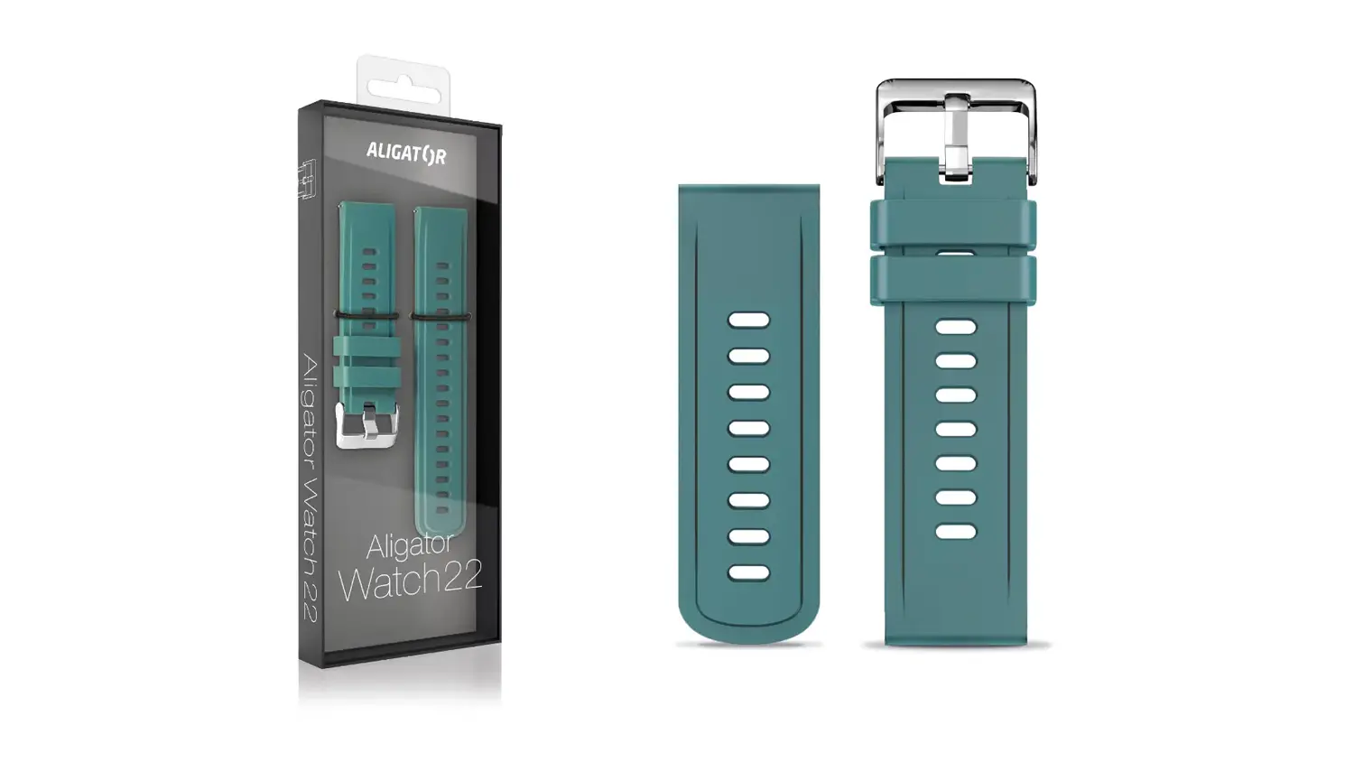 Zelen&yacute; silikonov&yacute; řem&iacute;nek ALIGATOR 22 mm včetně balen&iacute;