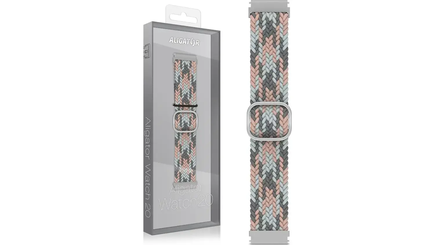Růžovo-šedý textilní řemínek ALIGATOR 22 mm včetně balení