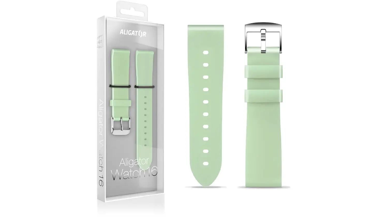 Pist&aacute;ciov&yacute; silikonov&yacute; řem&iacute;nek ALIGATOR 16 mm včetně balen&iacute;