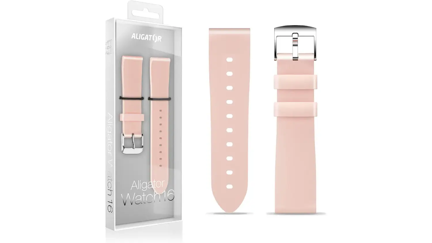Růžový silikonový řemínek ALIGATOR 20 mm včetně balení