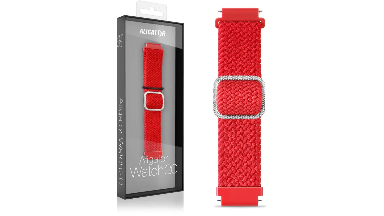 Černý textilní řemínek ALIGATOR 20 mm včetně balení