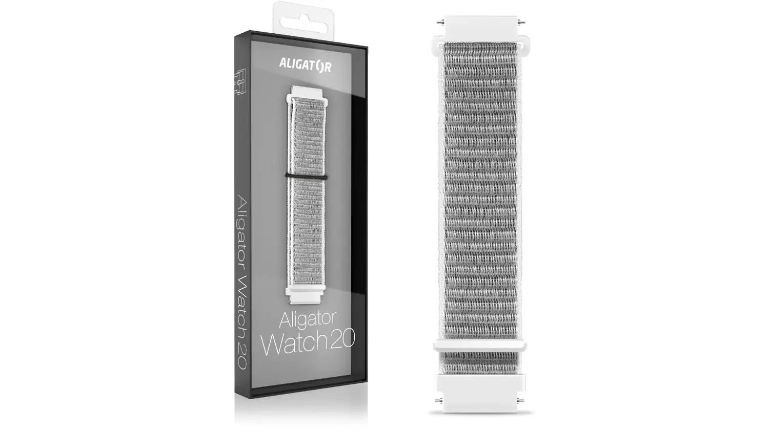 Bílý nylonový řemínek ALIGATOR 22 mm včetně balení
