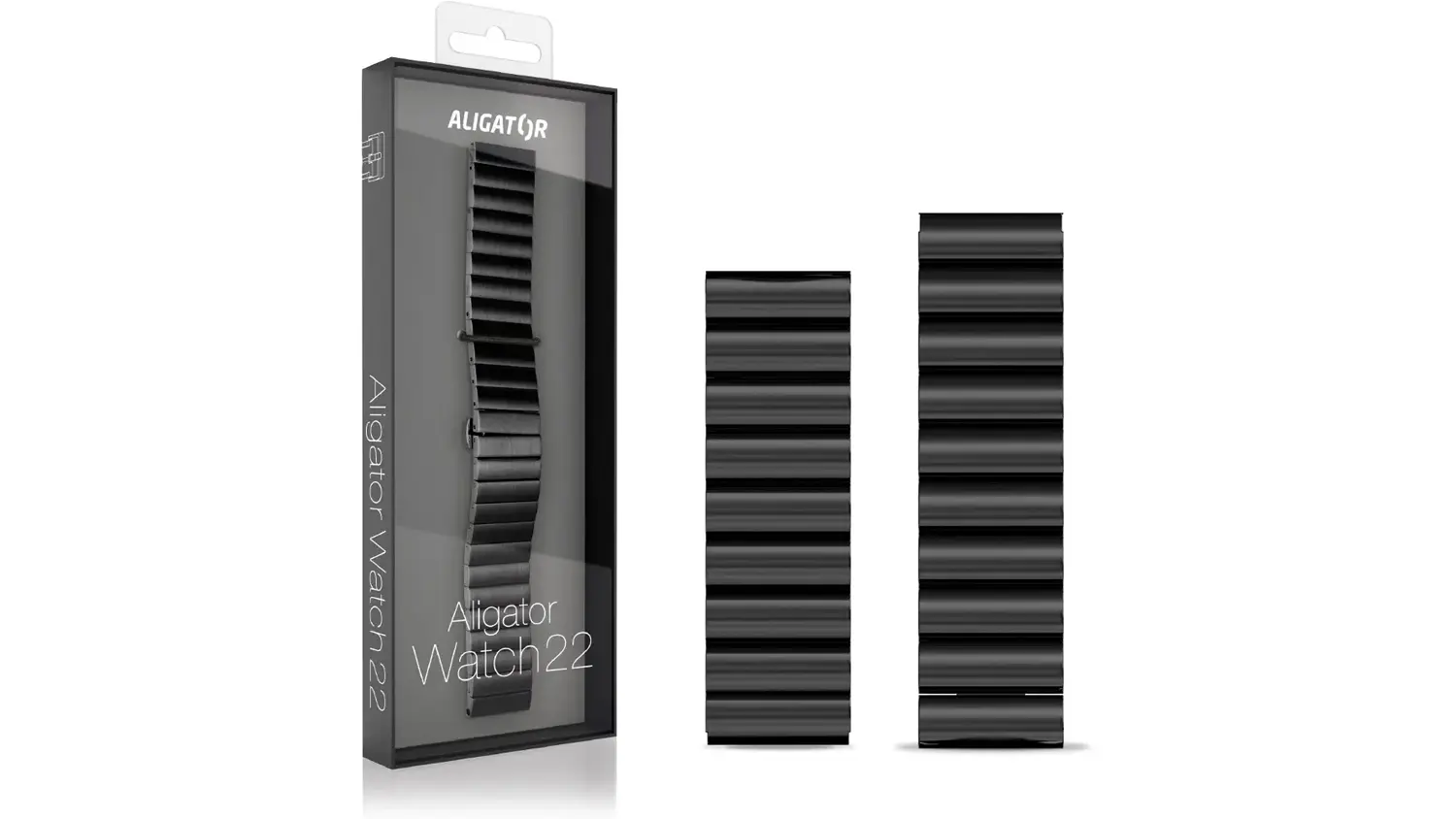 Náhradní řemínek Aligator Kovový 22 mm Černý včetně balení