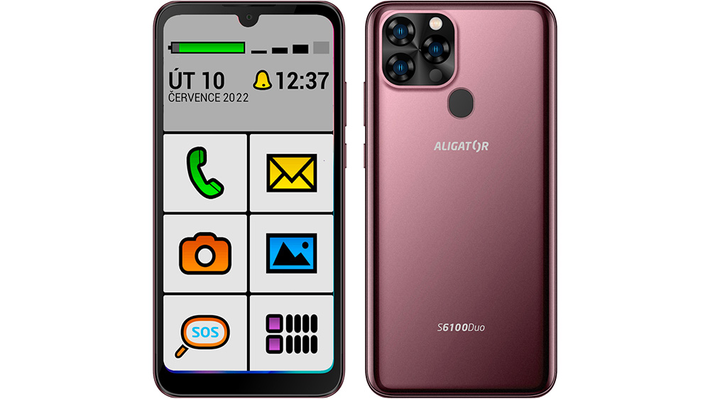 Mobilní telefon ALIGATOR S6100 Senior 2/32 GB DS bordeaux metalíza