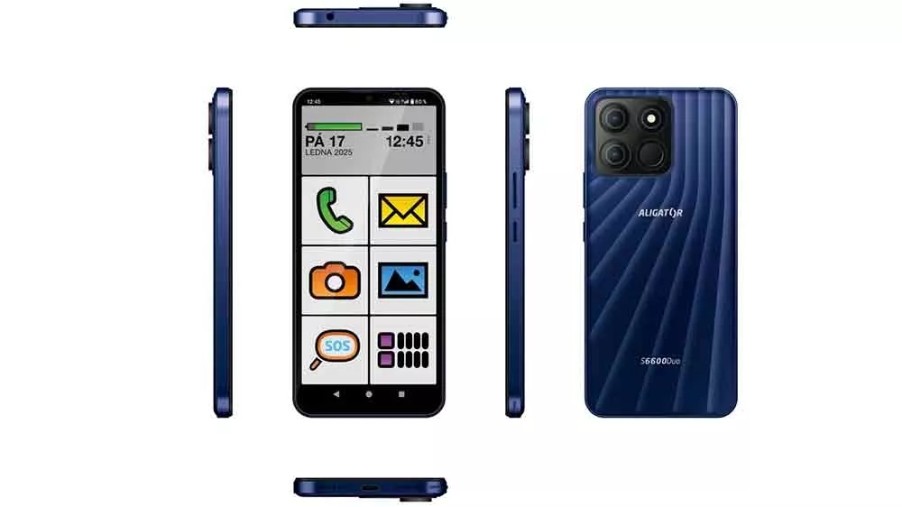 Modrý mobilní telefon Aligator S6600 Senior z různých úhlů_04