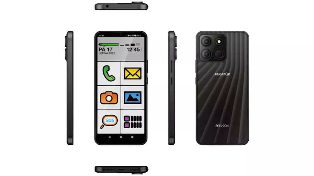 černý mobilní telefon Aligator S6600 Senior z různých úhlů_04