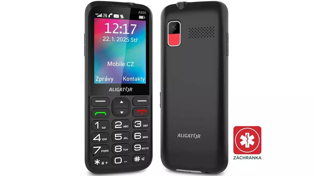 Mobiln&iacute; telefon Aligator A930 Senior čern&yacute; + nab&iacute;jec&iacute; stoj&aacute;nek_01