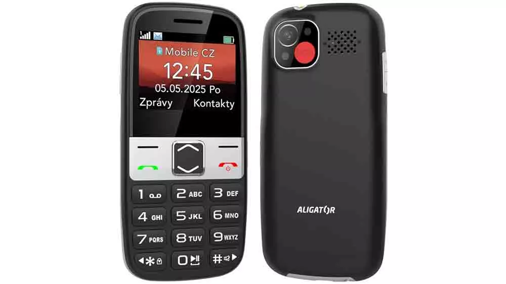 Telefon Aligator A775 Senior s nab&iacute;jec&iacute;m stoj&aacute;nkem, čern&yacute;_01