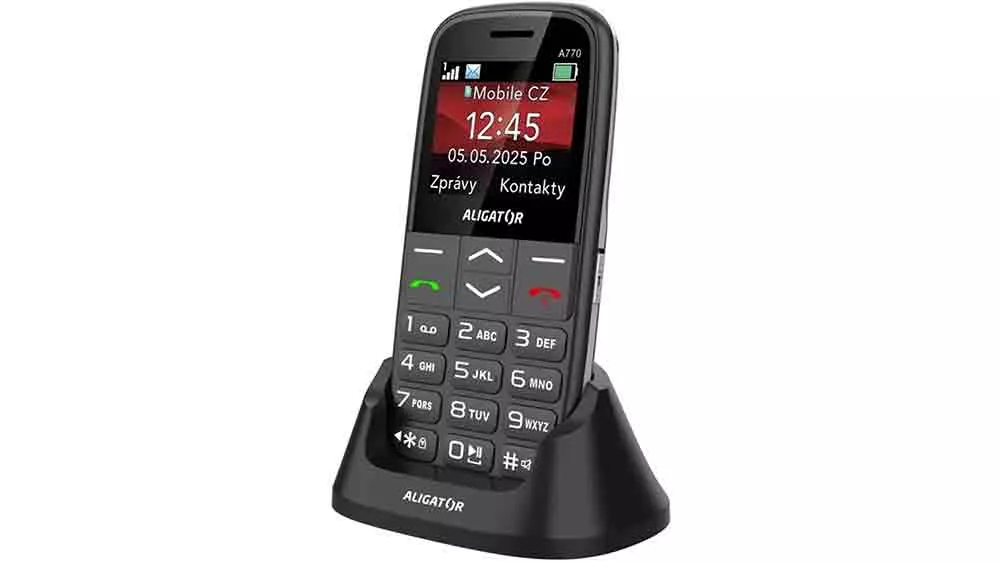Mobiln&iacute; telefon Aligator A770 Senior ve stoj&aacute;nku_04