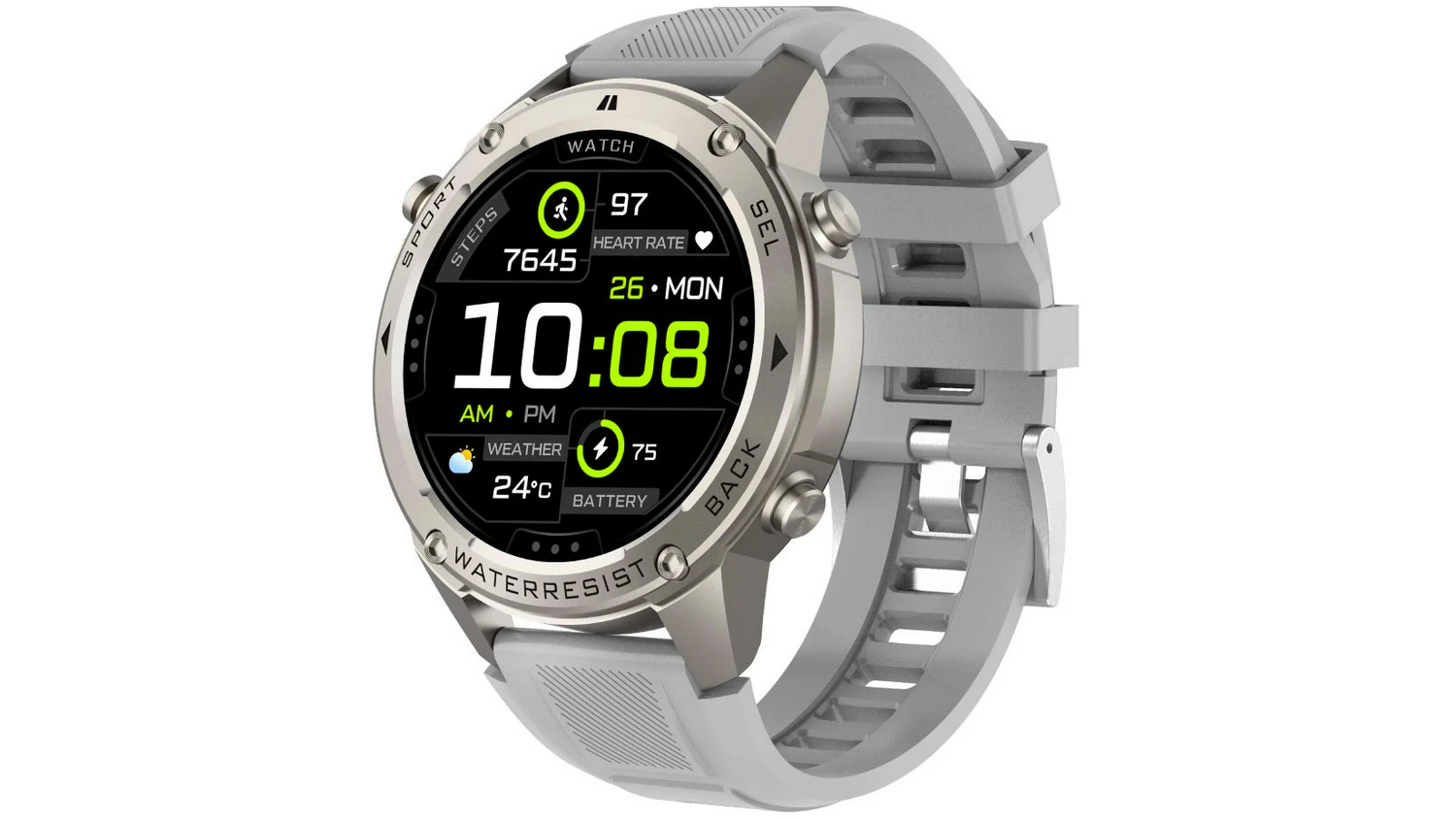 Hodinky Aligator GPS stř&iacute;brn&eacute; s kovov&yacute;m řem&iacute;nkem + stř&iacute;brn&yacute; silikonov&yacute; řem&iacute;nek