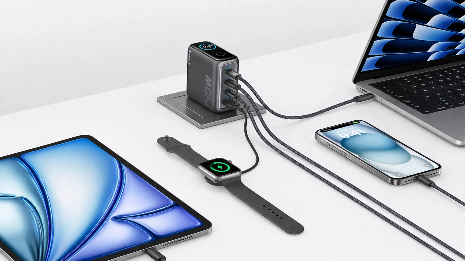 Elektronika napojená na nabíjačku Anker
