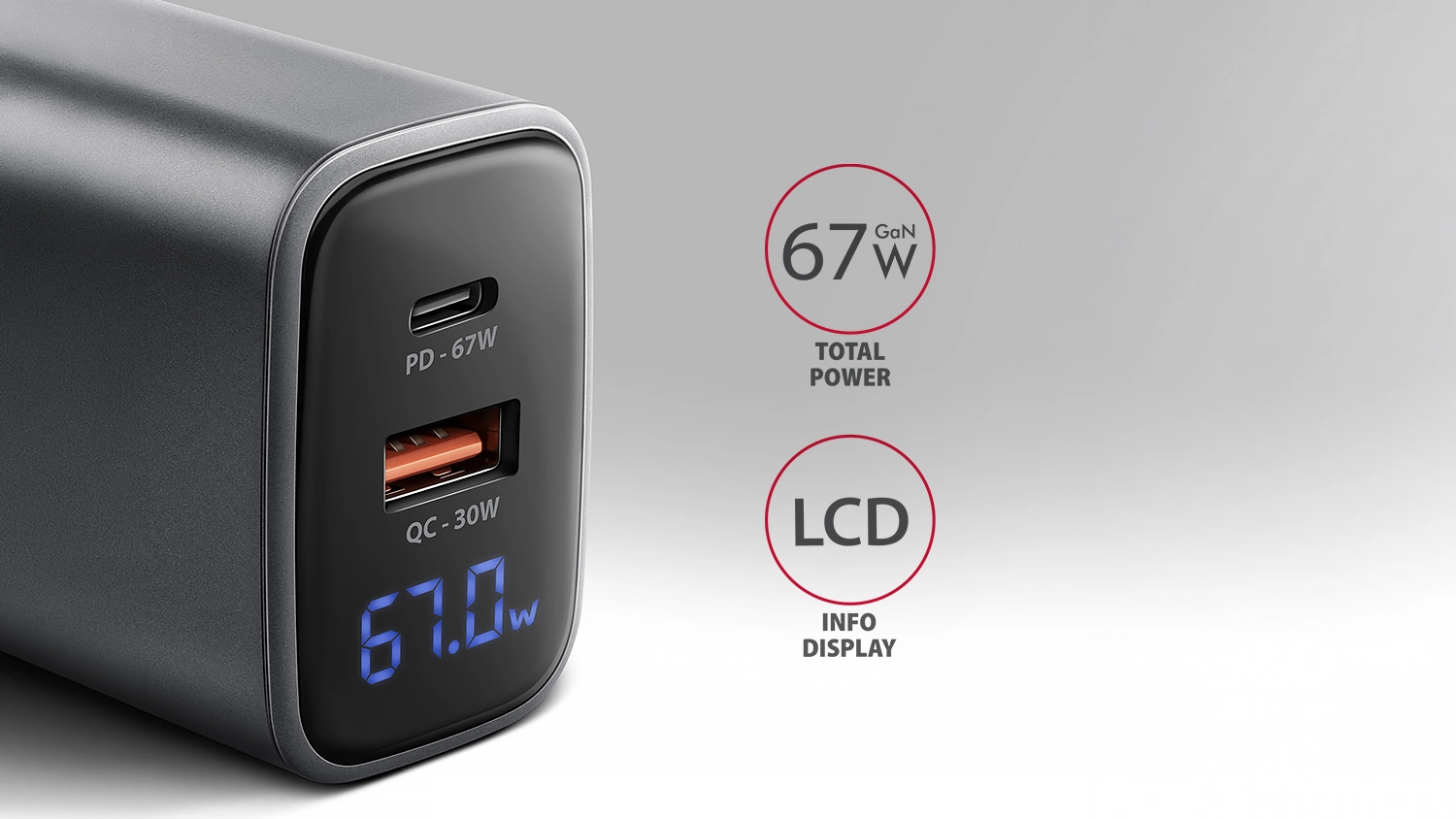 67 W a LCD displej