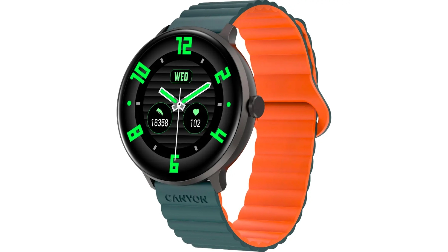 Smart hodinky Canyon Jacky SW-69 Green/Orange šikmý přední pohled