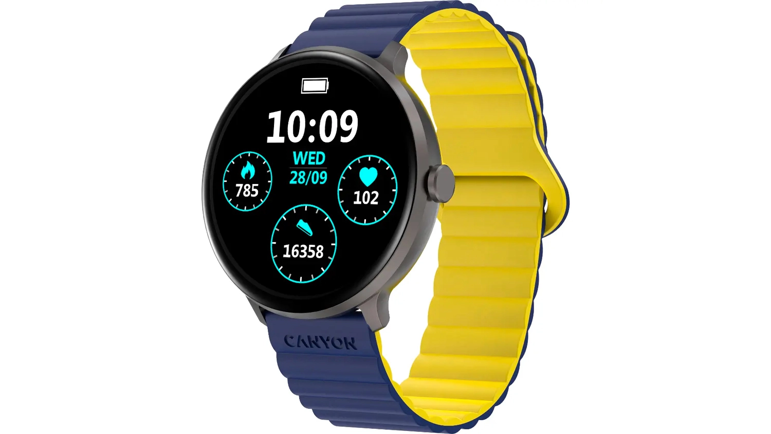 Smart hodinky Canyon Jacky SW-69 Blue/Yellow šikmý přední pohled