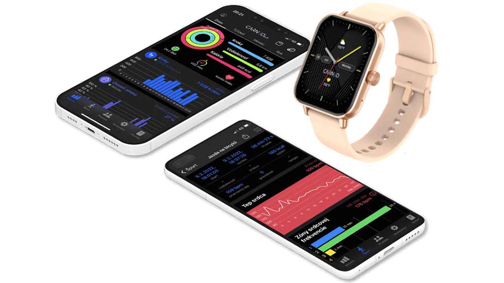 Chytré hodinky Carneo Versa HR+ rosegold a dva mobilní telefony s aplikací Carneo FIT_03