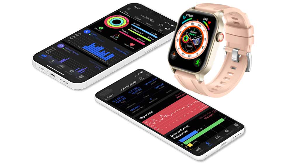 Smart hodinky Carneo Ventura HR+ Cellular 4G gold a dva mobilné telefóny s aplikáciou Carneo FIT_06