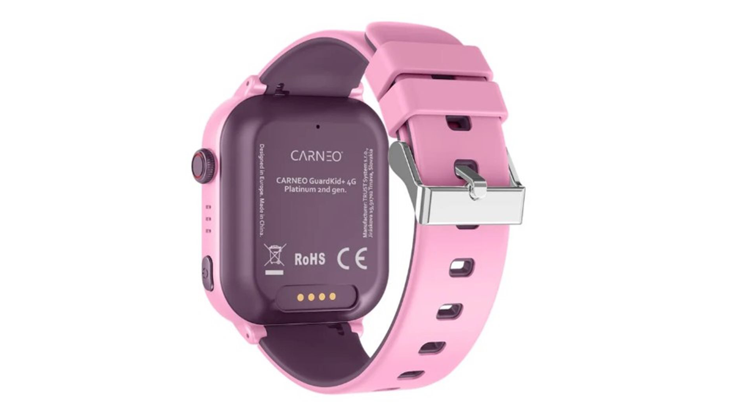 Dětské chytré hodinky Carneo GuardKid+ 4G Platinum 2nd gen. AI růžové zezadu