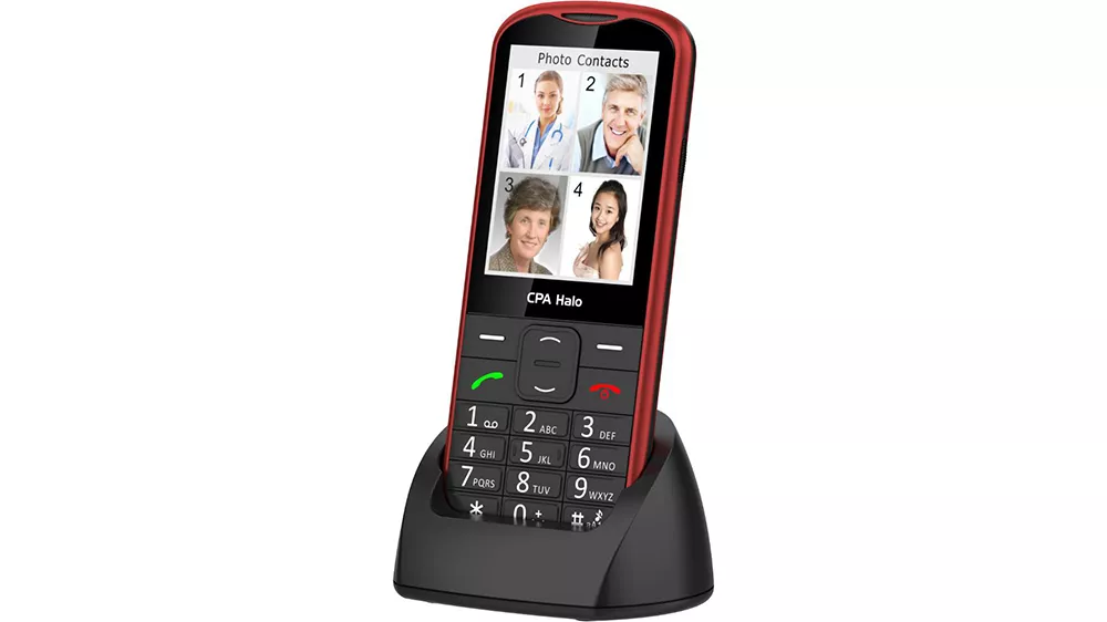 Nabíjecí stanice a mobilní telefon HALO 28 Senior CPA Red_03