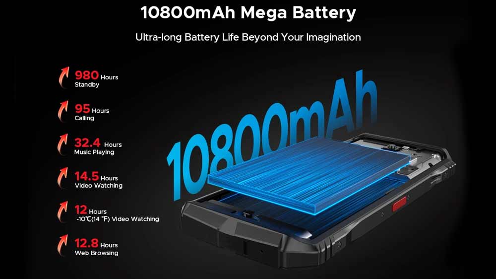 Batéria s kapacitou 10 800 mAh v telefóne Doogee S118 PRO_05