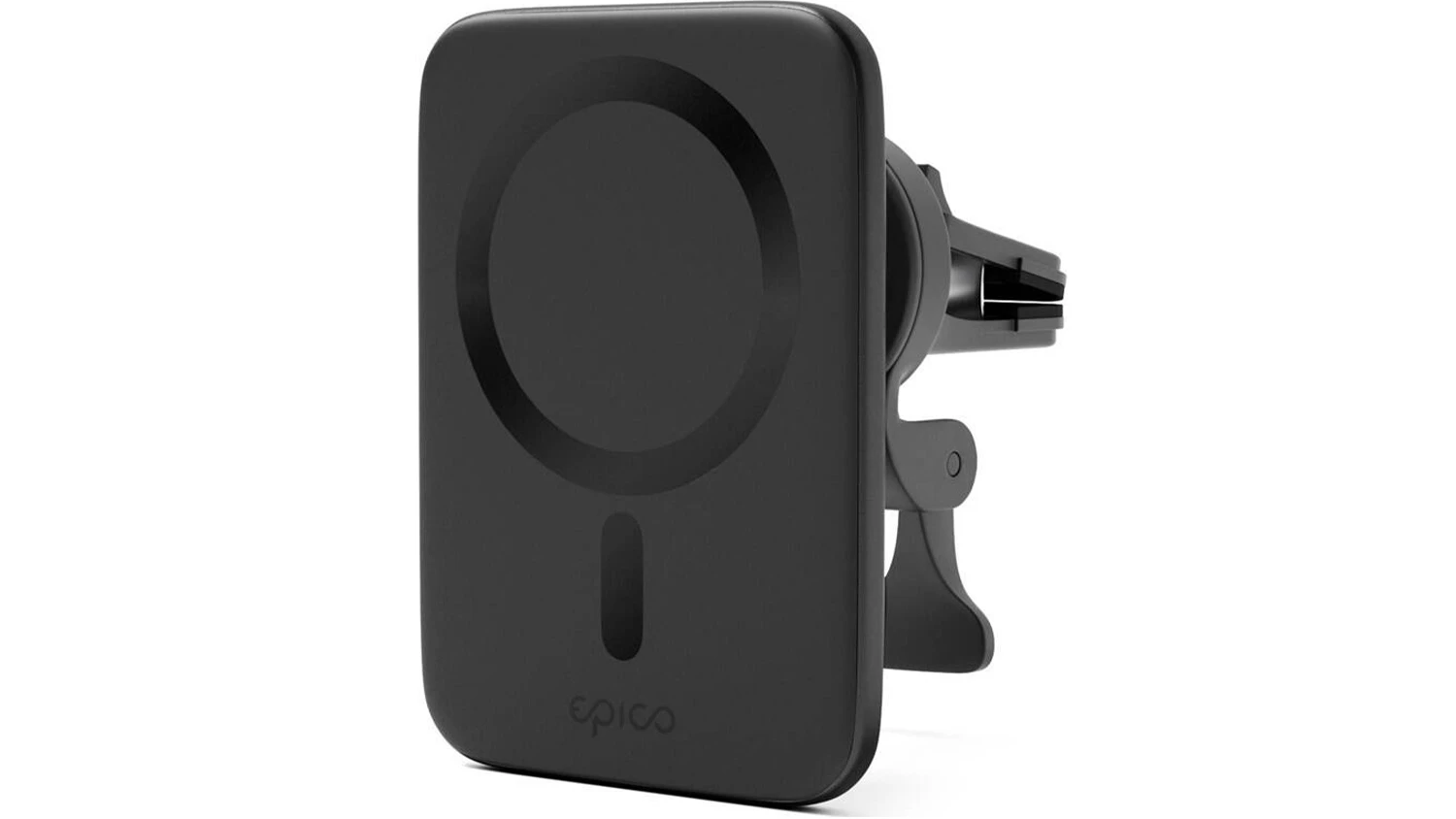 Nab&iacute;ječka do auta Epico Qi2 na b&iacute;l&eacute;m pozad&iacute; zobrazuj&iacute;c&iacute; celkov&yacute; design produktu