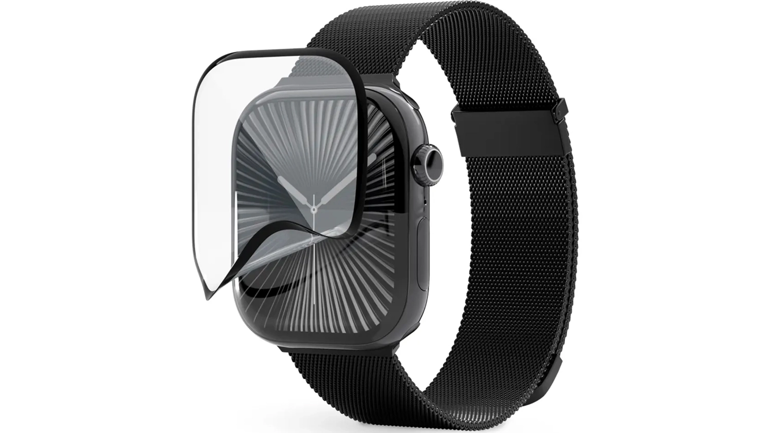 Ochranná fólie Epico 3D+ FlexiGlass Apple Watch na hodinkách boční pohled