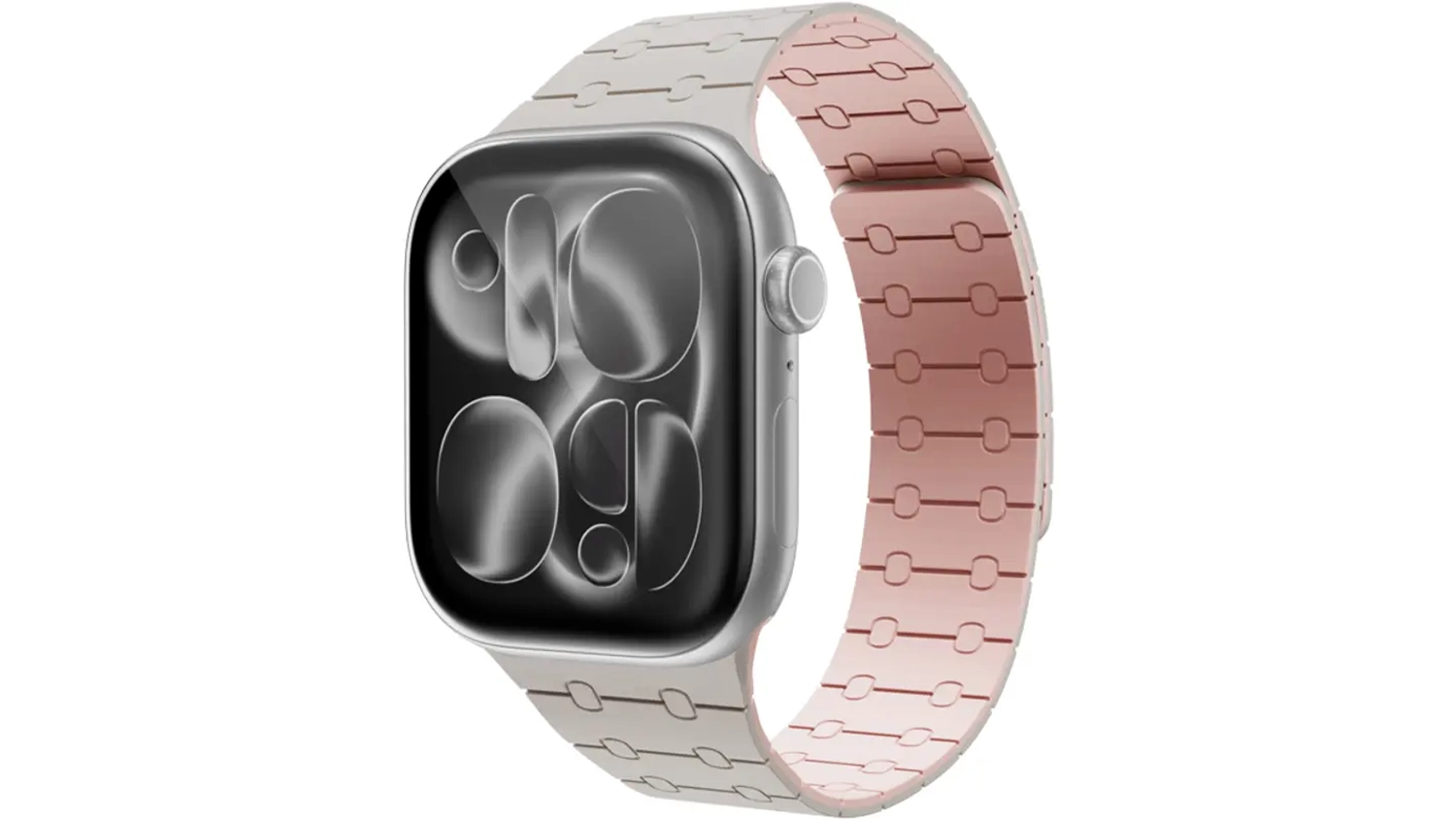 Řemínek Epico Magnetic+ Silicone White připevněný na hodinkách