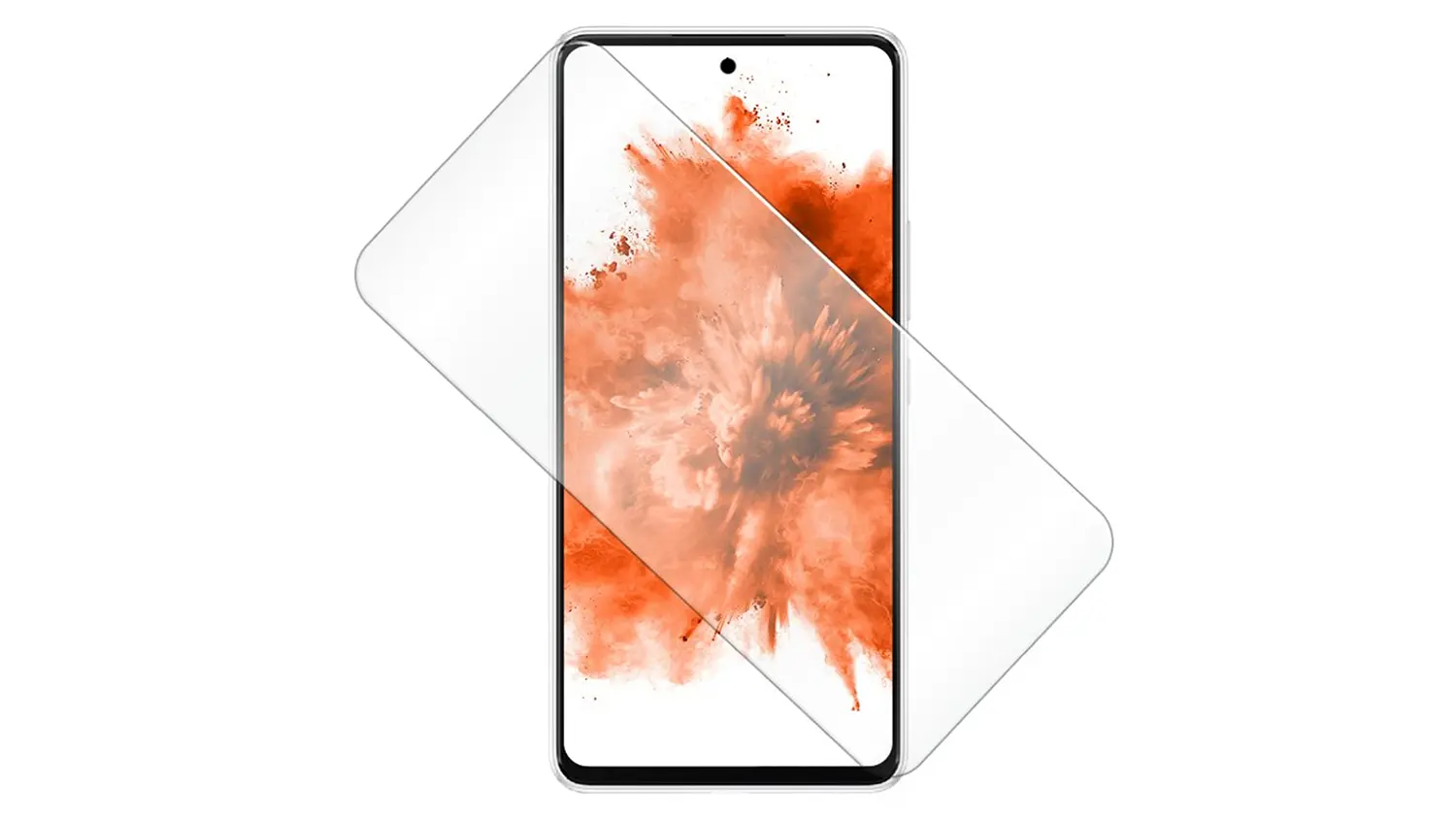 Ochrann&eacute; sklo FIXED v pozad&iacute; s mobiln&iacute;m telefonem.
