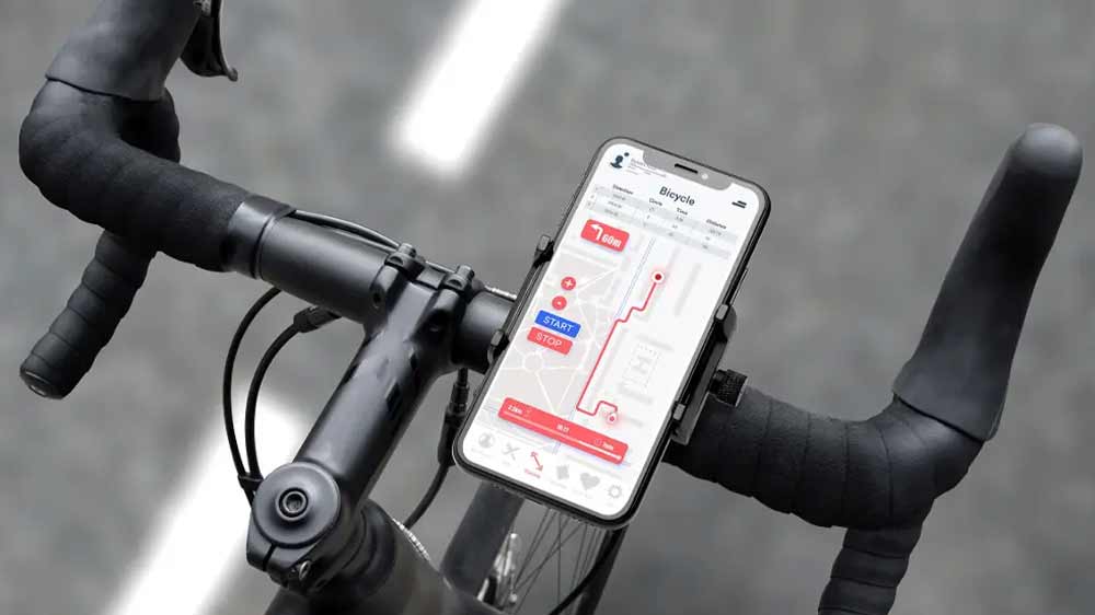 Mobil uchycený v držáku na kolo FIXED Bikee ALU_02