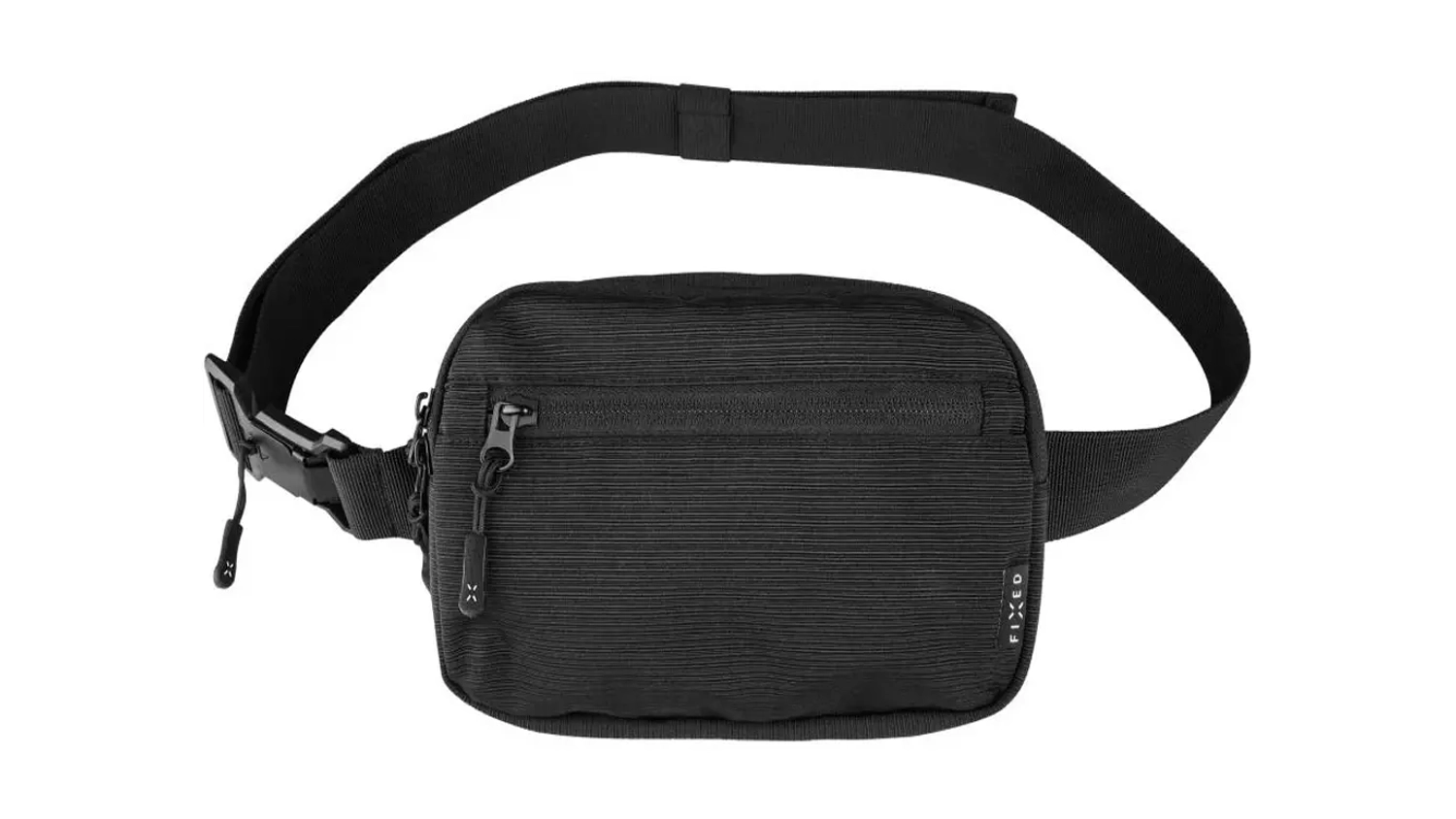 Ta&scaron;tička okolo pasu s kapsami FIXED Camino Belt čern&aacute; předn&iacute; pohled