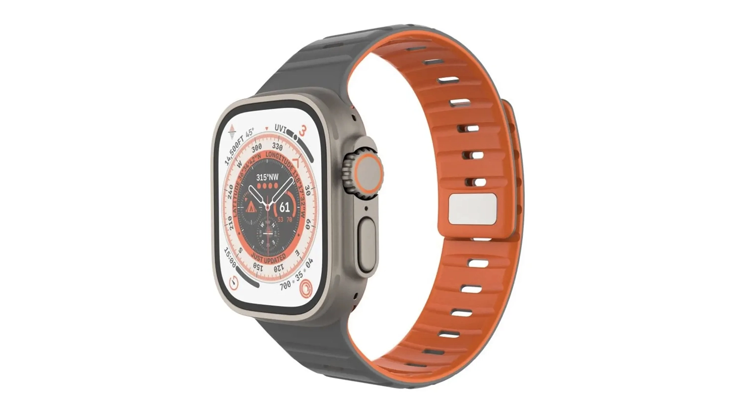 Řemínek na hodinky FIXED Magnetic pro Apple Watch 44-49mm gray boční pohled