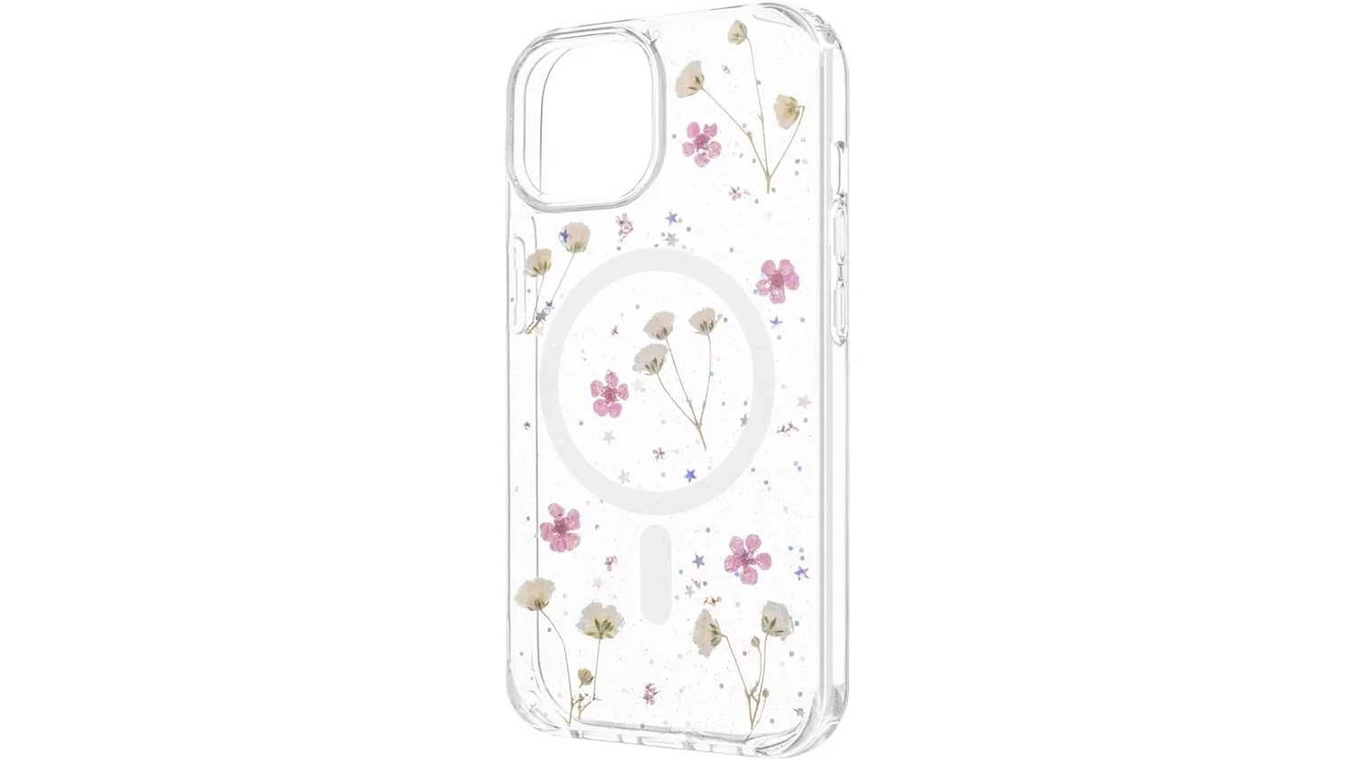 Kryt na mobil Fixed MagBloom iPhone 16 Pro průhledný s květinami