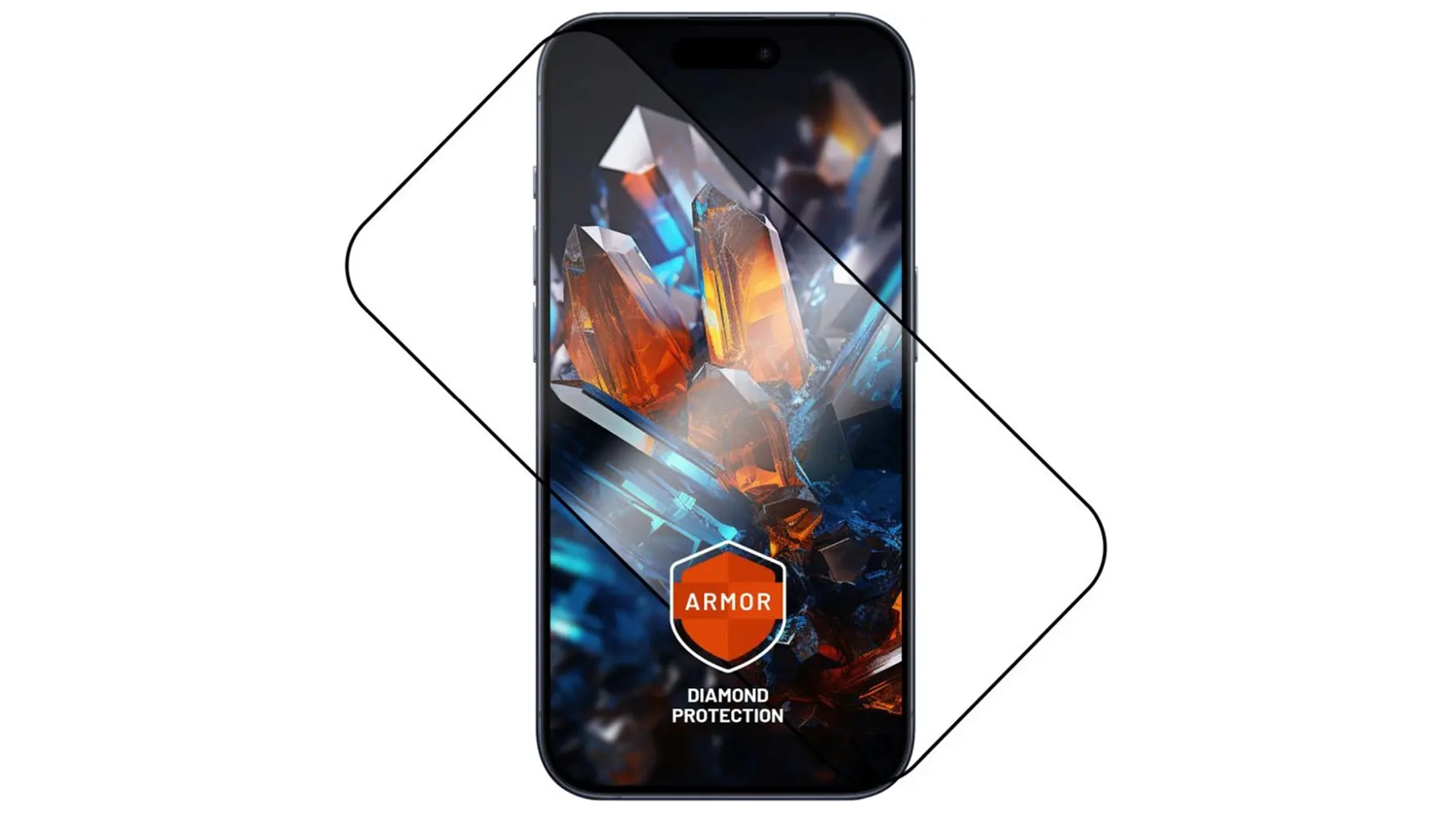 Ochrann&eacute; sklo Fixed Armor pro iPhone 17 Pro vyobrazeno před telefonem
