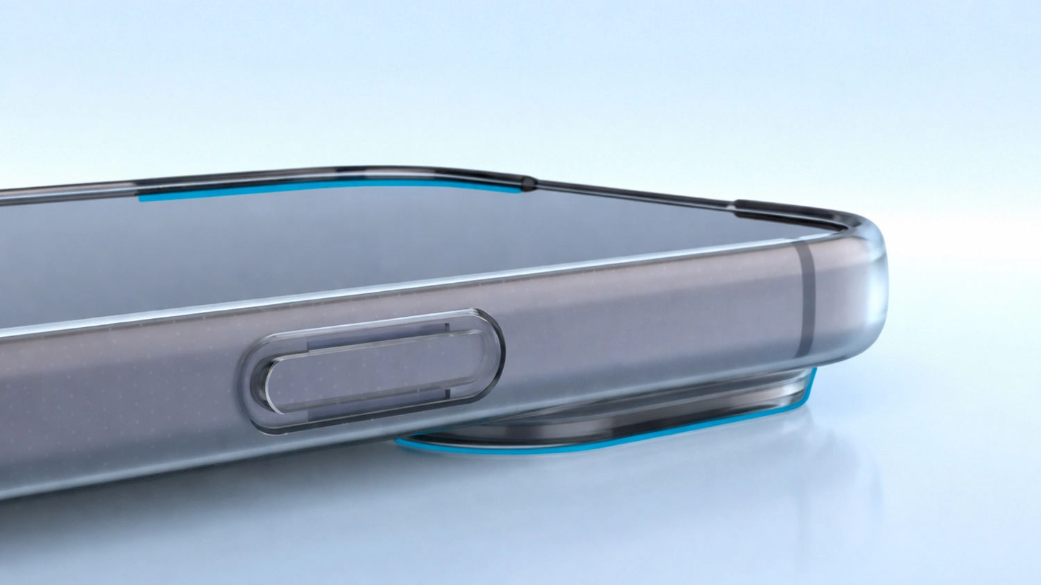 Bliž&scaron;&iacute; pohled na v&yacute;řez na tlač&iacute;tko krytu na mobil Fixed AntiUV TPU