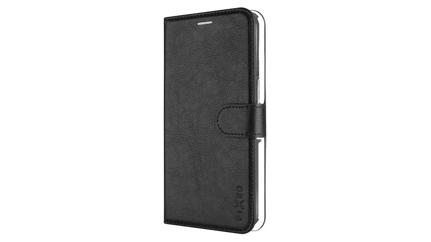Pouzdro na mobil FIXED flipov&eacute; pro Xiaomi REDMI 15 4G/5G čern&eacute; předn&iacute; pohled