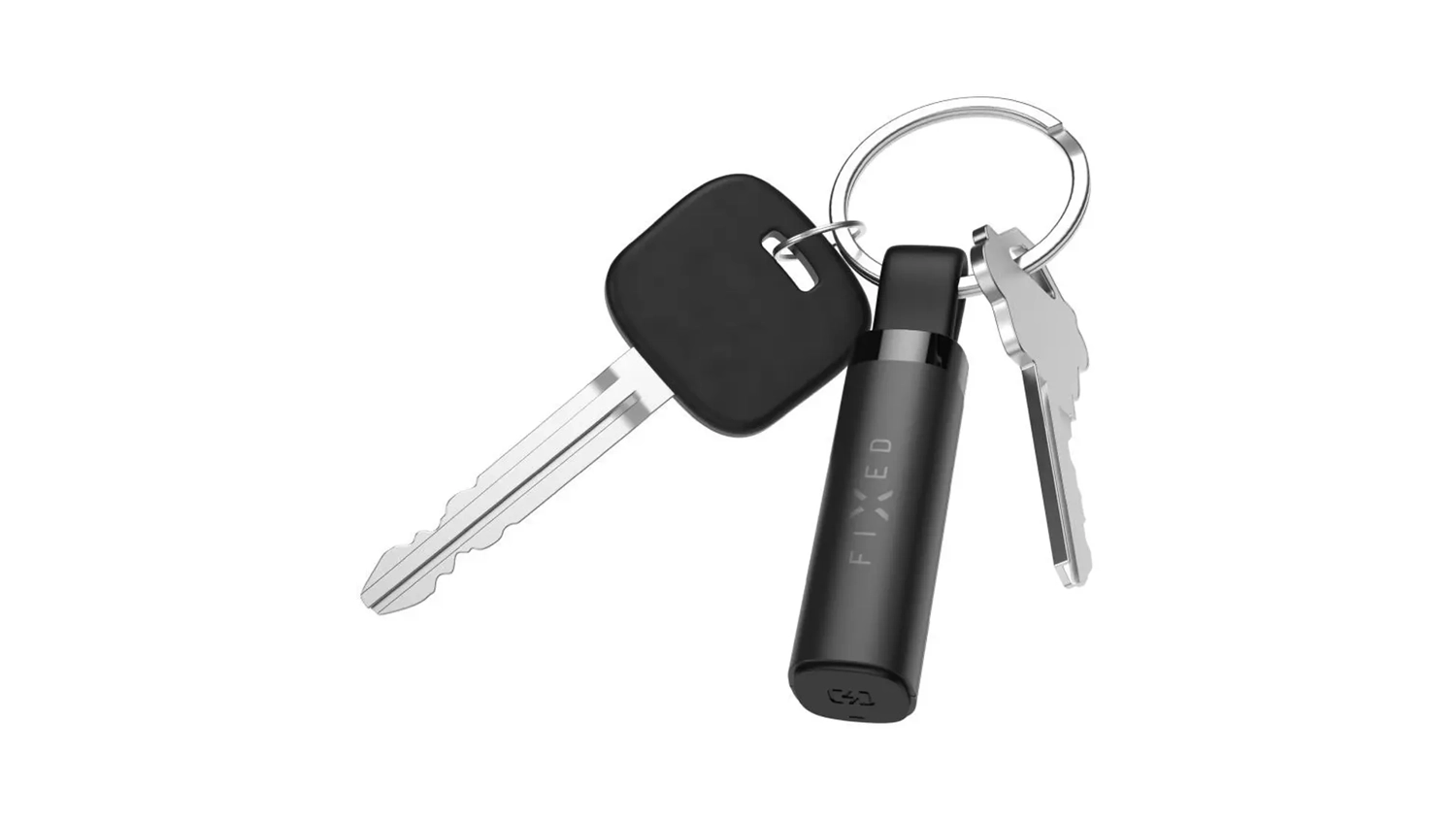 Bluetooth lok&aacute;tor FIXED Tracker Tag Stick čern&yacute; na kl&iacute;č&iacute;ch