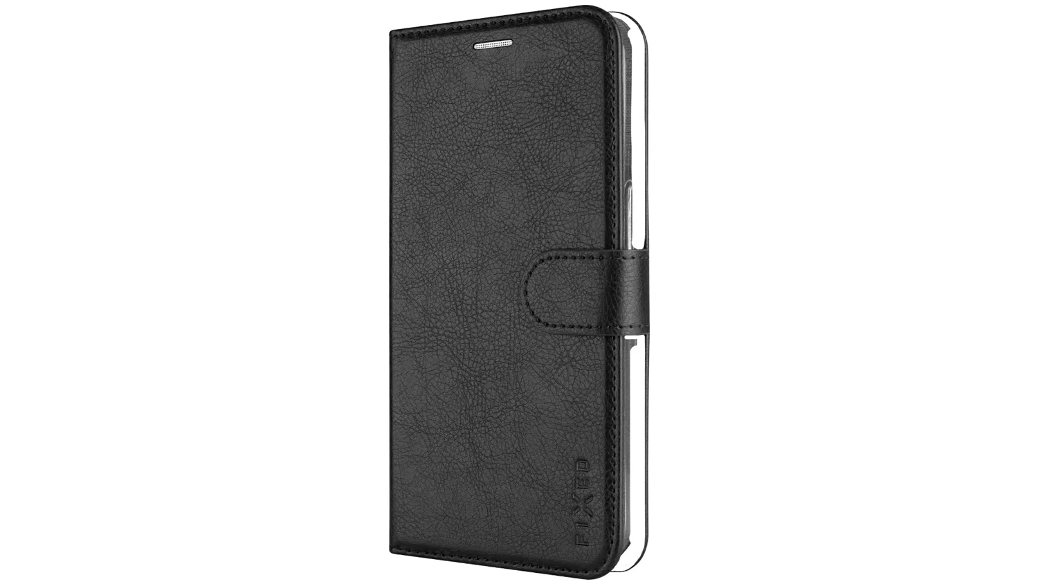 Flipov&eacute; pouzdro FIXED Opus pro Samsung Galaxy S26 čern&eacute; předn&iacute; pohled