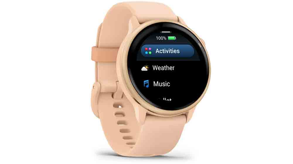 Chytré hodinky Garmin vívoactive 6 Metallic Pink Dawn pohled zepředu_02